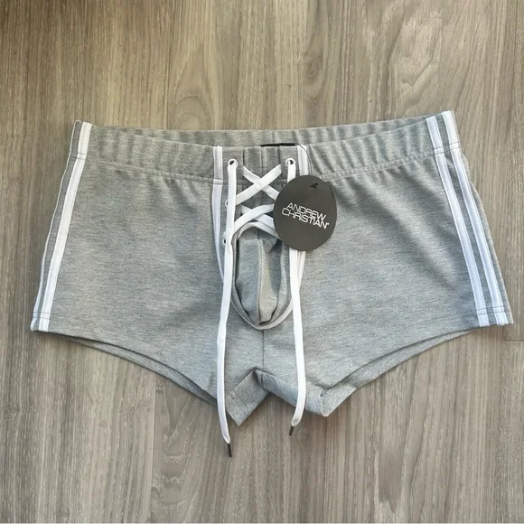 Andrew Christian | 3" Stretch Football Shorts in Gray (Medium) - Picture 2 of 16